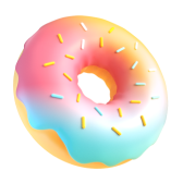 A pink frosted donut with colorful sprinkles